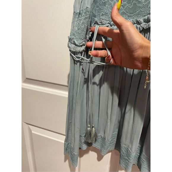 Free People Intimately Lace Inset Swing Dress W/Adjustable Waist String Size M - Picture 7 of 12